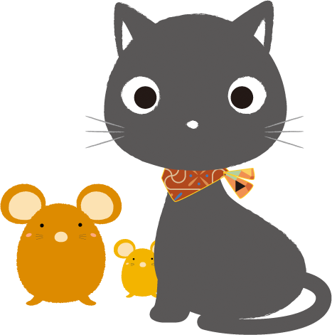 黒猫と二匹のねずみ 12 年賀状イラスト無料 年賀状スープ