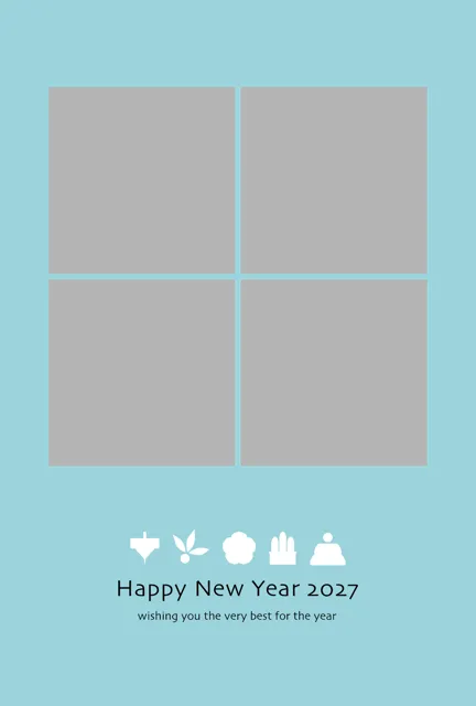 年賀状 2027 無料 | テンプレート・登録不要・写真 [P016-01] | 年賀状スープ