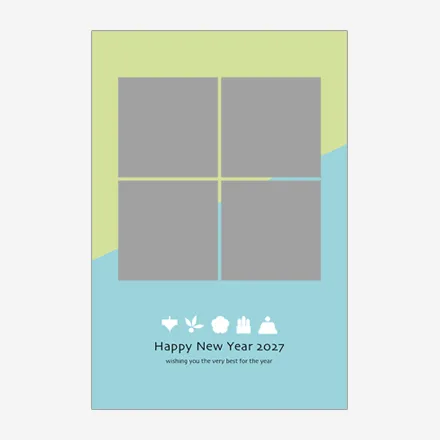 年賀状 2027 無料 | テンプレート・登録不要・写真 [P017] | 年賀状スープ