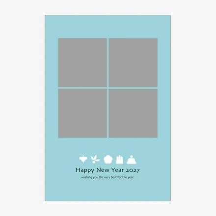 年賀状 写真 無料 | おしゃれ・テンプレート・2027・登録不要 [PTSTY006] | 年賀状スープ