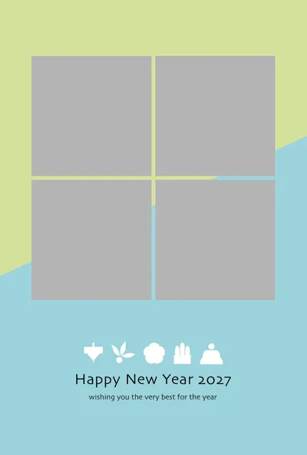 年賀状 写真 無料 | おしゃれ・テンプレート・2027・登録不要 [PTSTY007-01] | 年賀状スープ