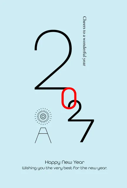 年賀状 2027 無料 | テンプレート・登録不要・おしゃれ [S014-01] | 年賀状スープ